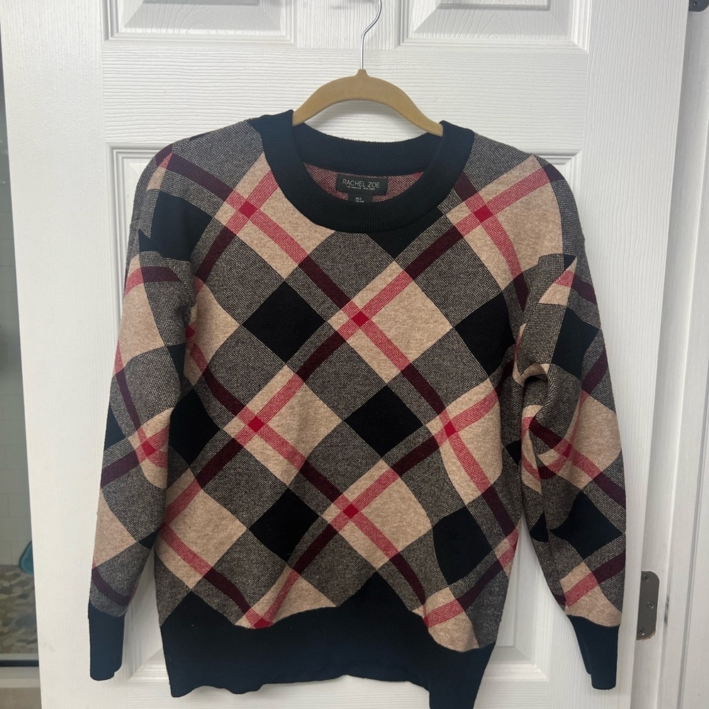 Plaid Crewneck Sweater w/ matching stocking cap